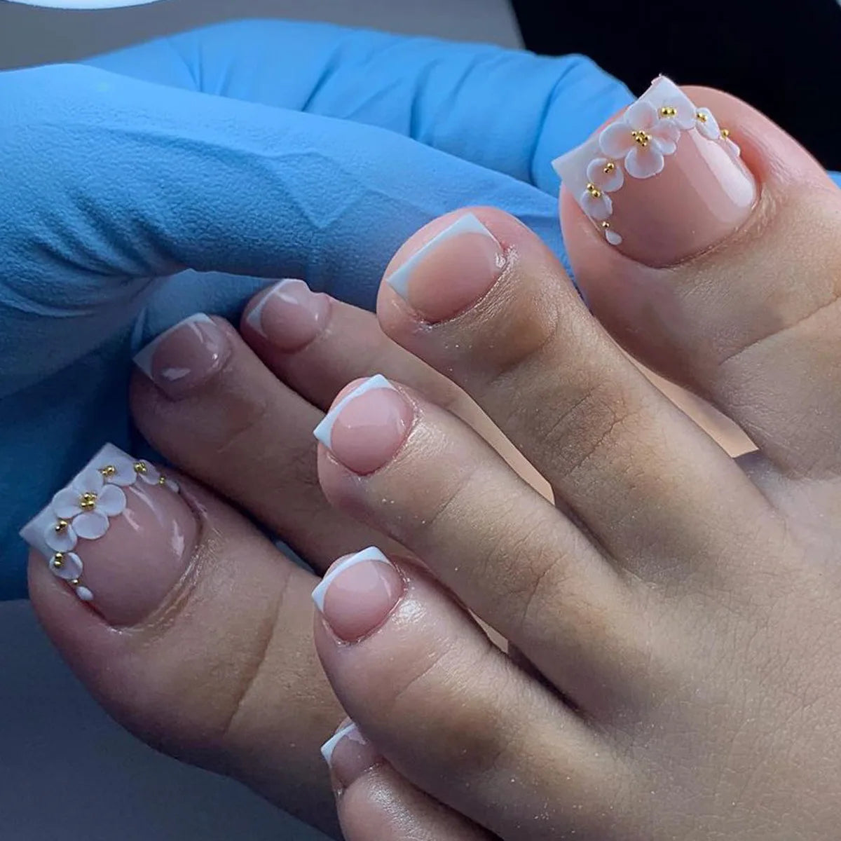 24pcs/set hot teo fake nails for summer season glitter rhinestones flowers bow Leopard watermelon pattern press on false nails 1453