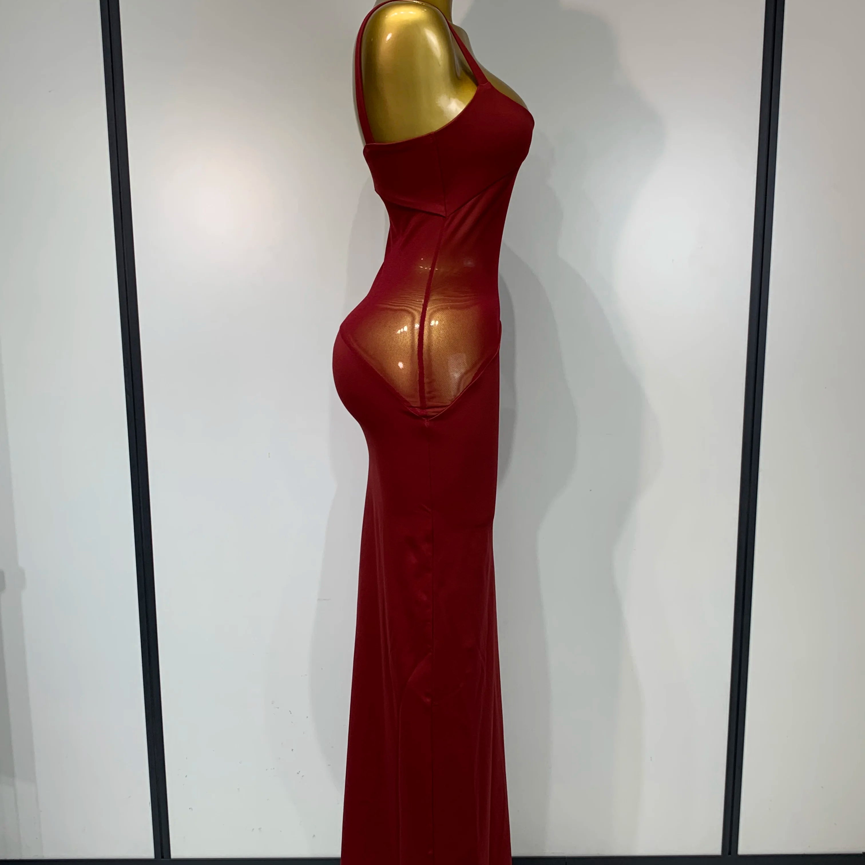 Sexy See Through Mesh Patchwork Long Dress 2025 Women Backless Bodycon Cocktail Party Elegant Luxury Birthday Dresses Vestidos