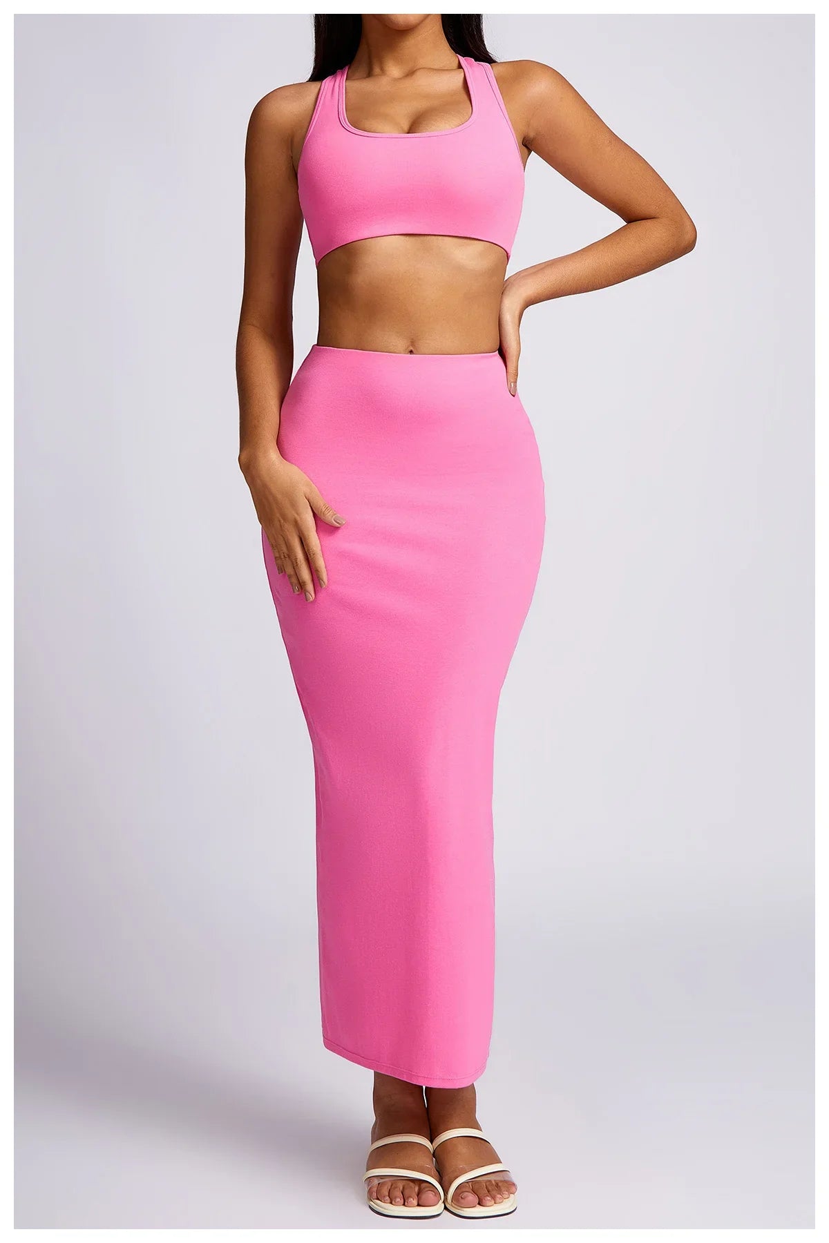 New Yoga Set Workout Clothes Fitness Suits Sports Bra High Waist Leggings 2 Piece Women High Stretch Gym Outfit rose pink-2