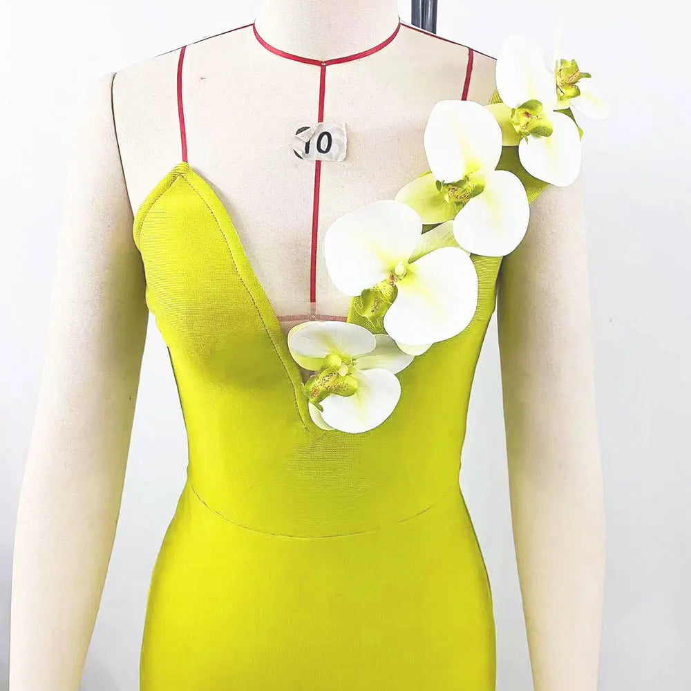 2024 Sexy Women's 3D Flower Decoration Long Dress Strapless Sleeveless Bodycon Backless Max Dress Cocktail Evening Party Vestido