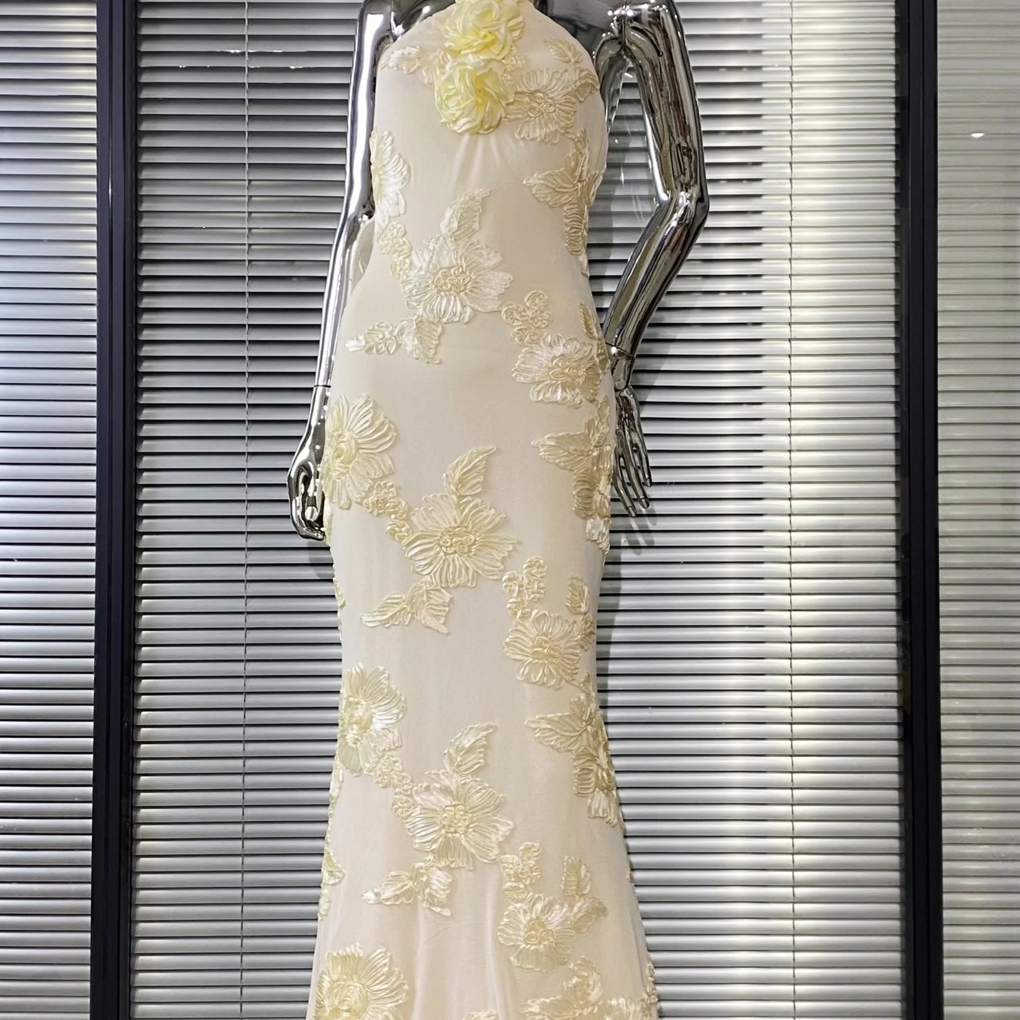 Women Sexy Halter Backless Bodycon Long Dress Florals Fashion Celebrate Birthday Party Evening Dress Outfit