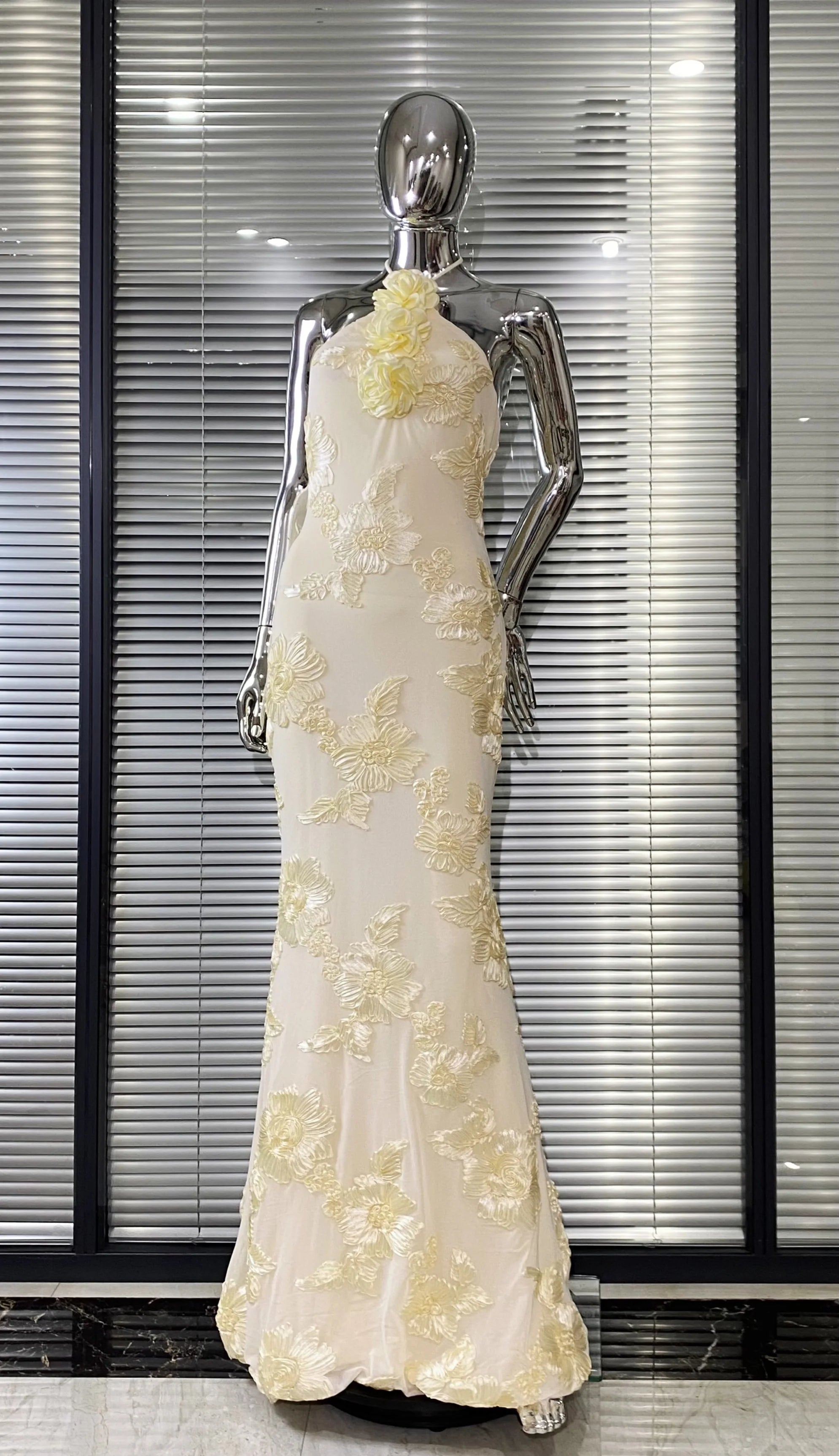 Women Sexy Halter Backless Bodycon Long Dress Florals Fashion Celebrate Birthday Party Evening Dress Outfit