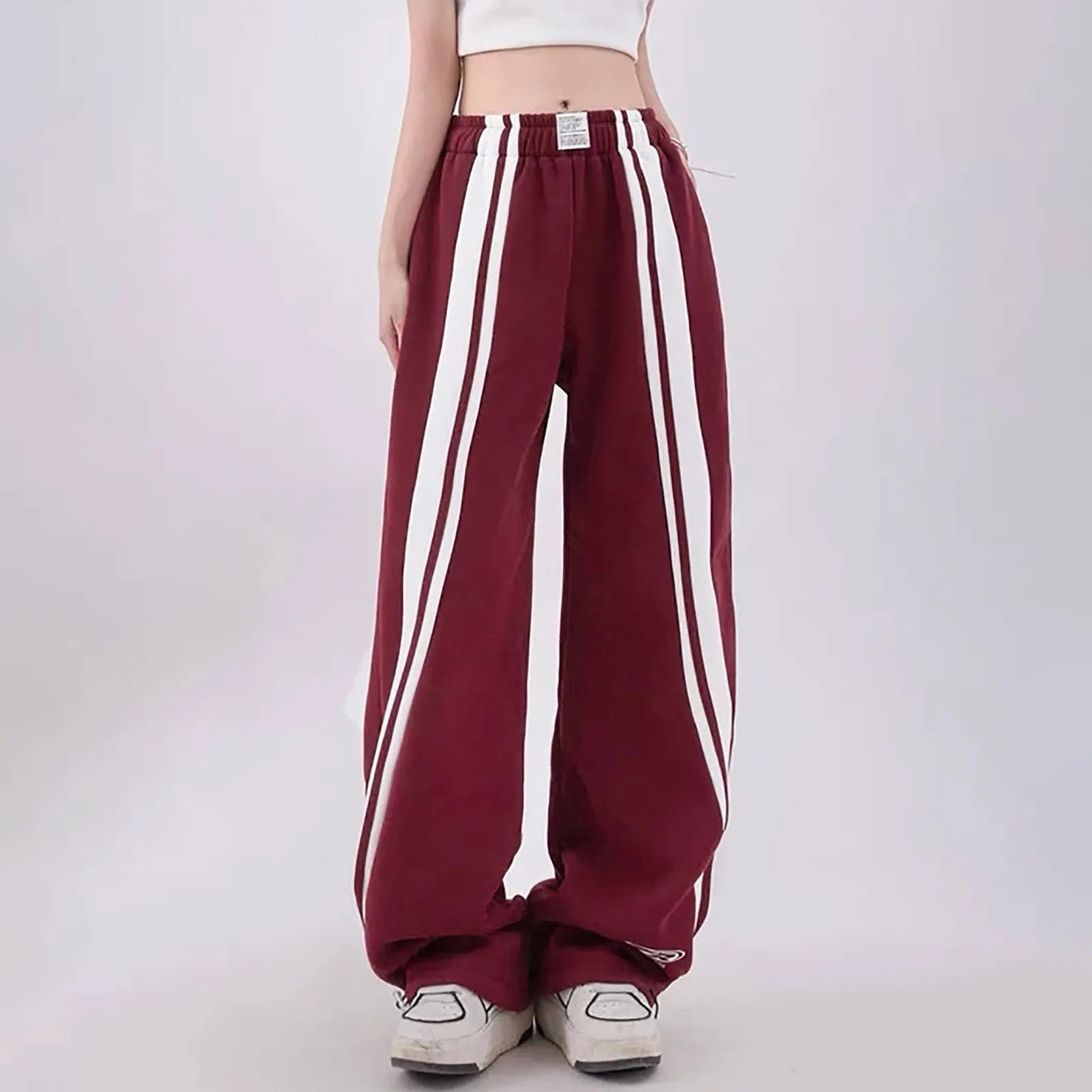 American Retro Black Street Hip-hop Trend Leisure Wide-leg Trousers Thin Straight Tube Baggy Sweatpants Cargo Pants Streetwear Red
