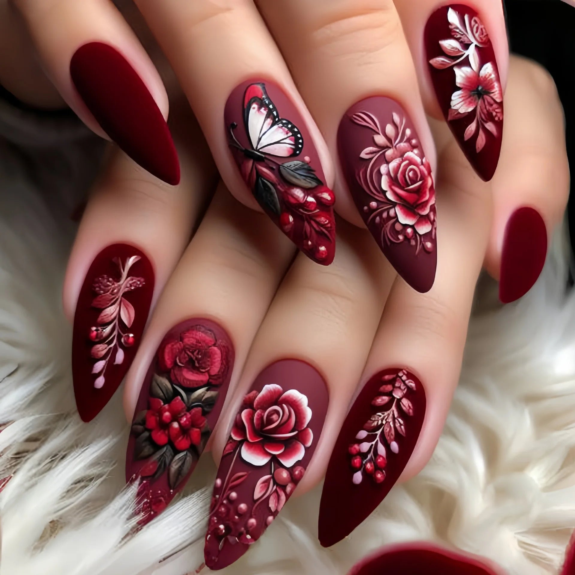 24Pcs Mid-length Almond Fake Nail with Blue Stripe Smudge Design Press on Nails for Woman Datachable Full Cover False Nails Tips Y684