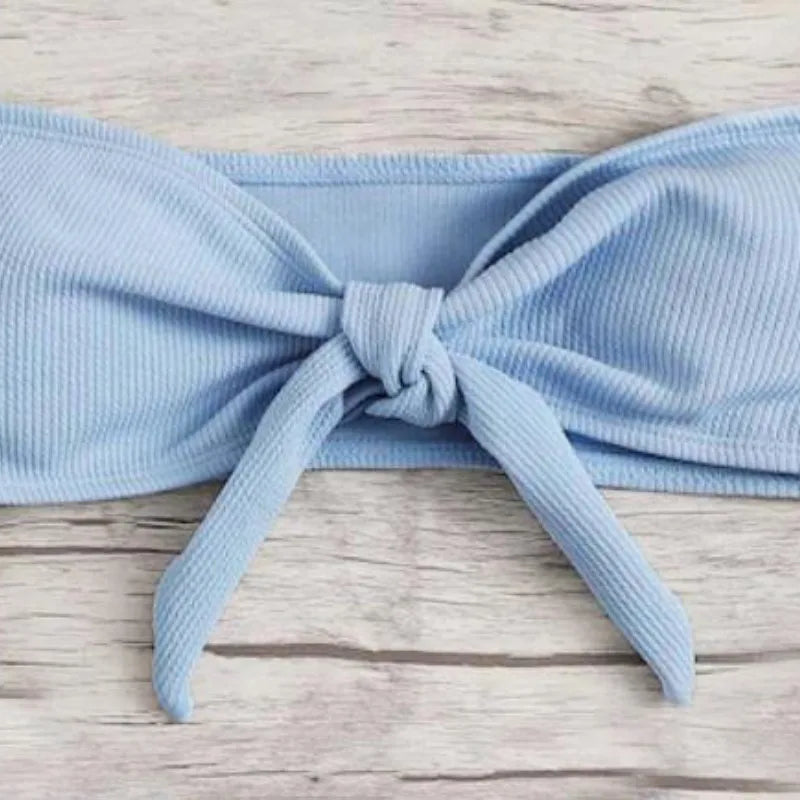 Swimsuit New Summer Women Bikini Sexy Swimwear Set Packwork Brazilian Bathing Beachwear Swimming Bathing Suit Women Blue top