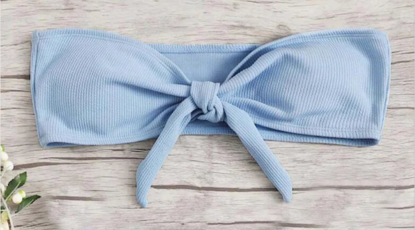 Swimsuit New Summer Women Bikini Sexy Swimwear Set Packwork Brazilian Bathing Beachwear Swimming Bathing Suit Women Blue top