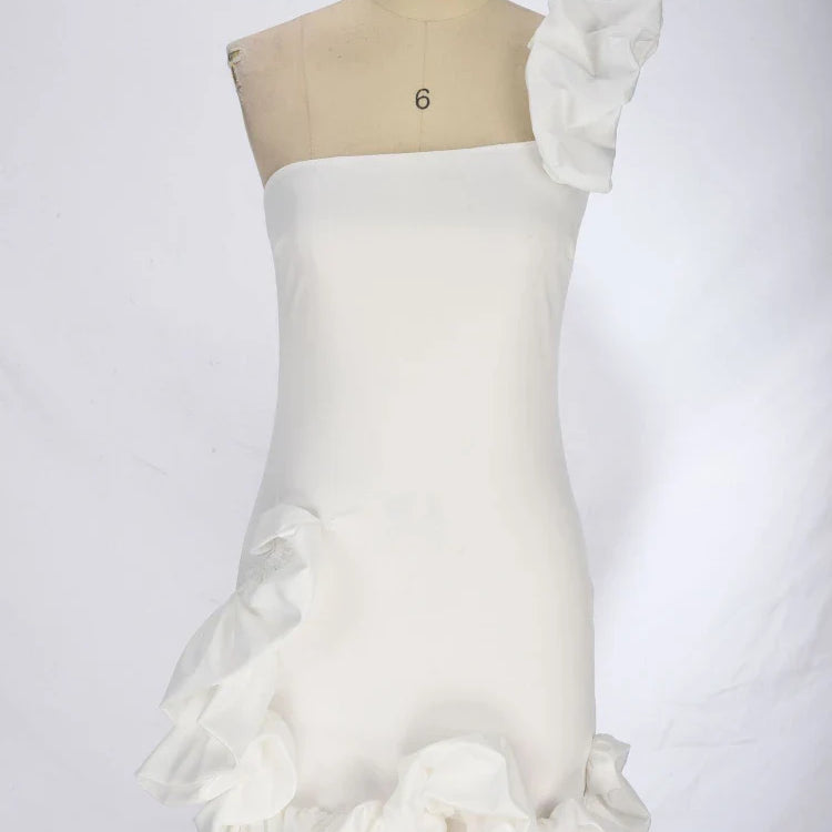 Elegant Party Evening Prom Dress Flower Patchwork Pleated Mini Dresses for Women 2023 Sleeveless Sexy Summer Dress Black White