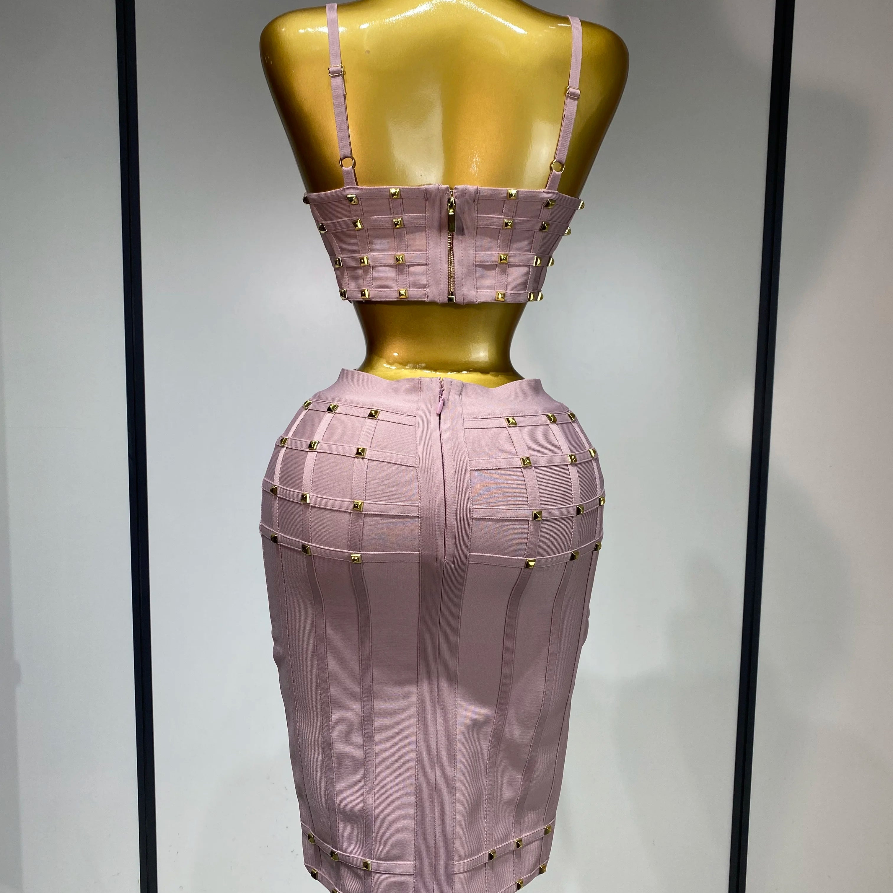 Women Sexy Luxury Birthday BandageTwo Piece Set Evening Party Prom Gown Celebirty High Street Club Party Outfit