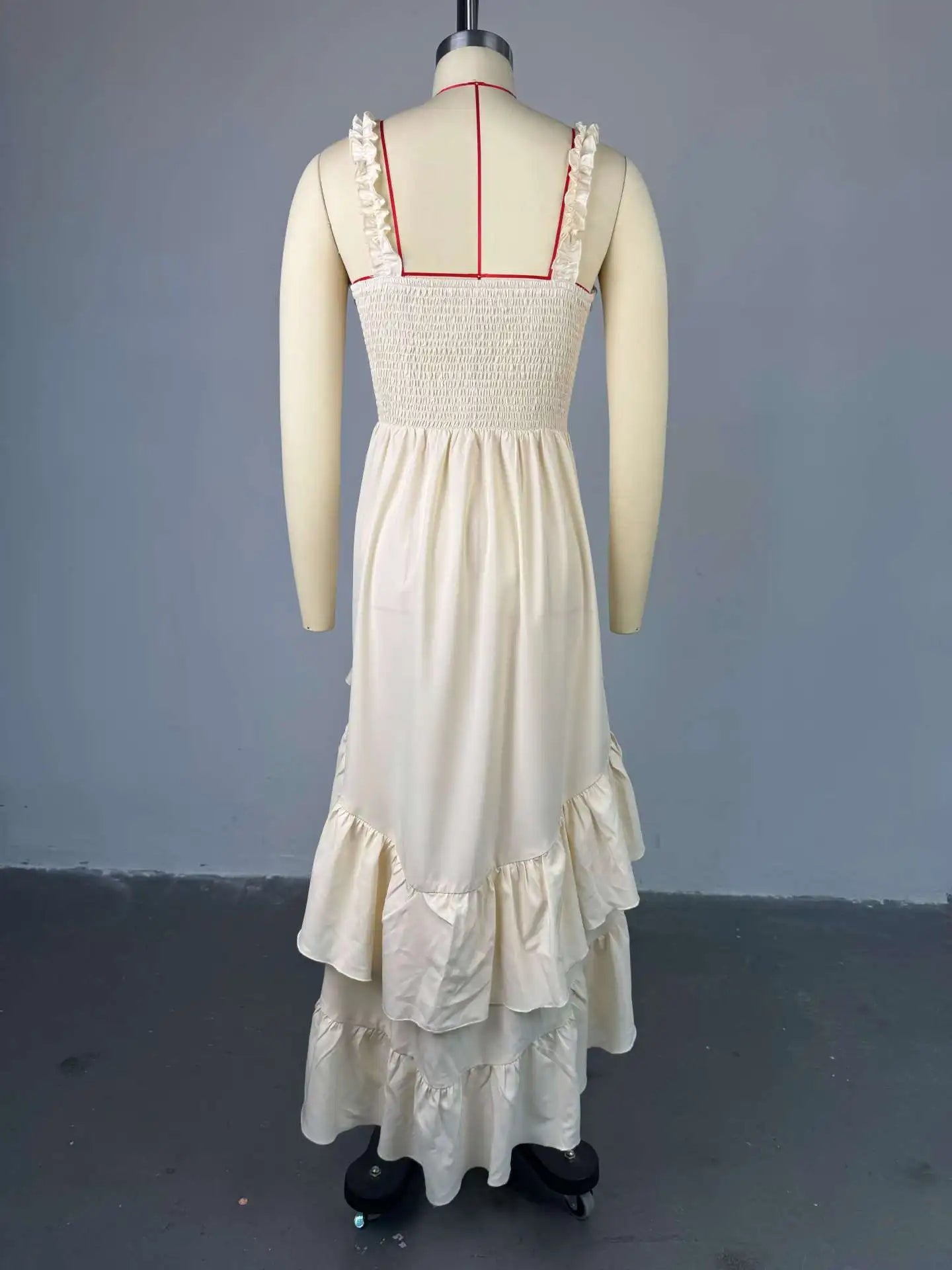 Women Strap Slash Neck Cascading Ruffles Drawstring Ruched Up Long Maxi Dress 2025 Birthday Evening Sexy Dresses Vestido