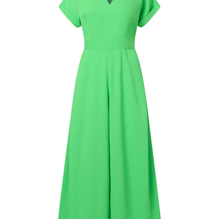 Summer Holiday Overalls Casual Elegant Playsuit Women Short Sleeve Long Rompers Commuting Wide Leg Pants Jumpsuits