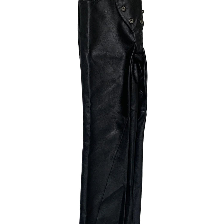 Lautaro Autumn Cool Long Waterproof Black Faux Leather Pants Men Rivet Luxury Mens Designer Punk Style Clothes European Fashion