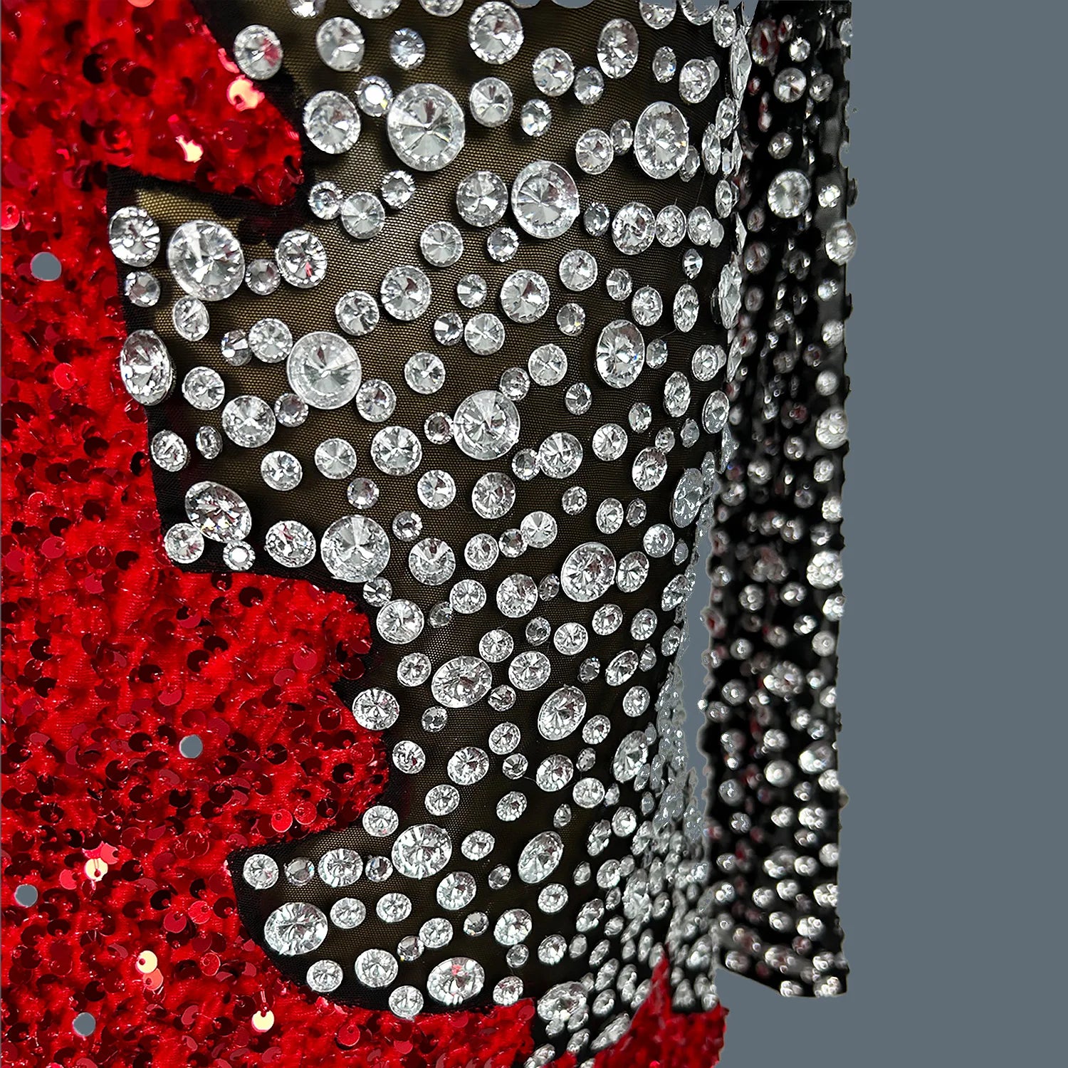 Chic Sexy Dresses For Hot Women Party Club Night Sparkly Crystals Full Evening Dress Luxury Red Mini Long Sleeved Dress Hongditu