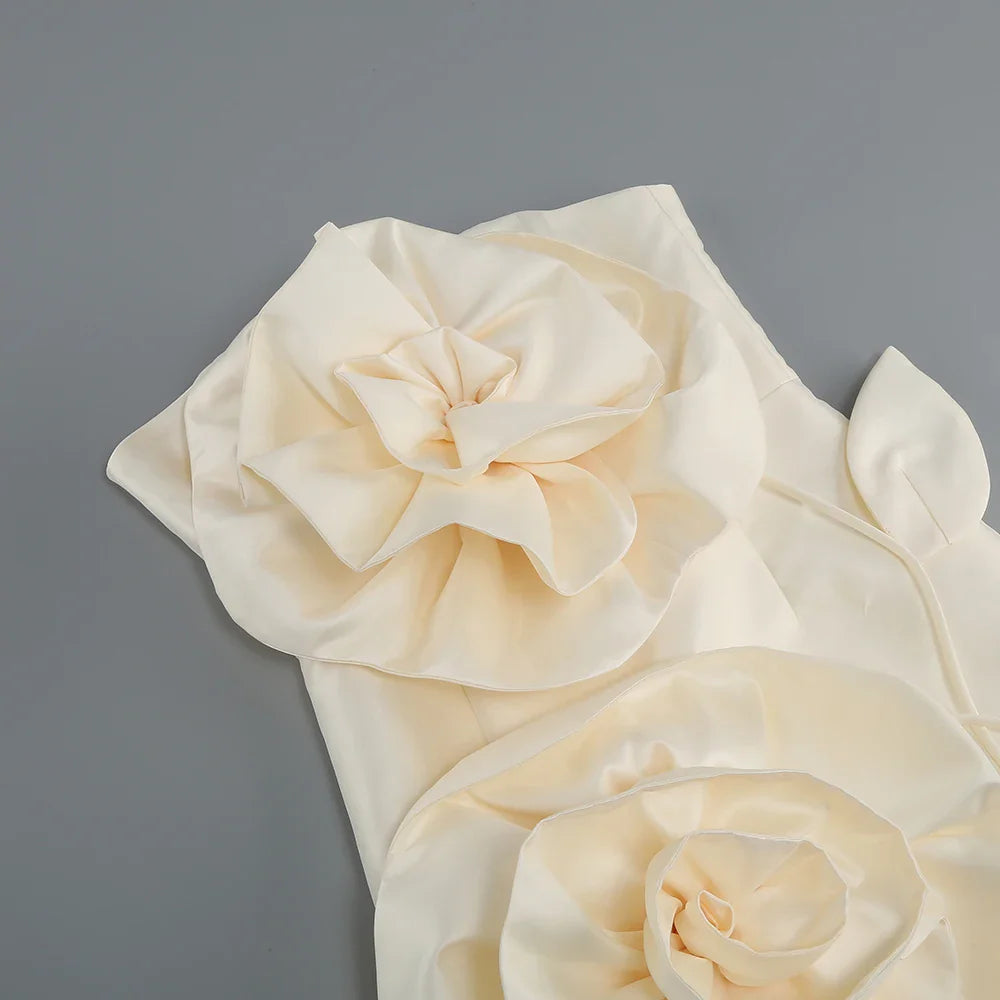 New sexy bra decoration flower dress, Women's temperament back tiedesign party ceremonial dress dress