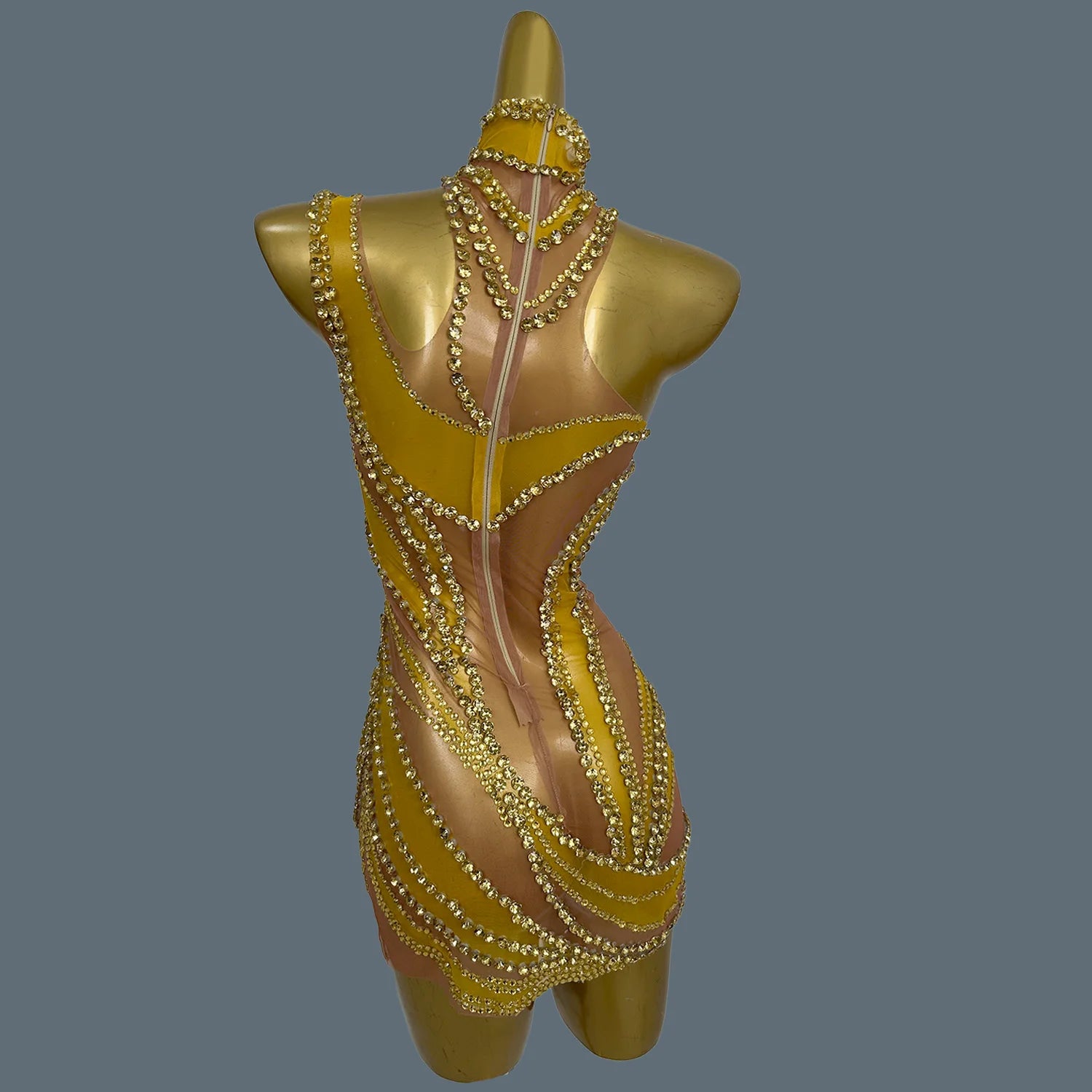 Sexy Women See Through Mesh Short Dress Sparkly Rhinestone Evening Prom Celebrate Birthday Dress Party Photography Wear Liuzhuan