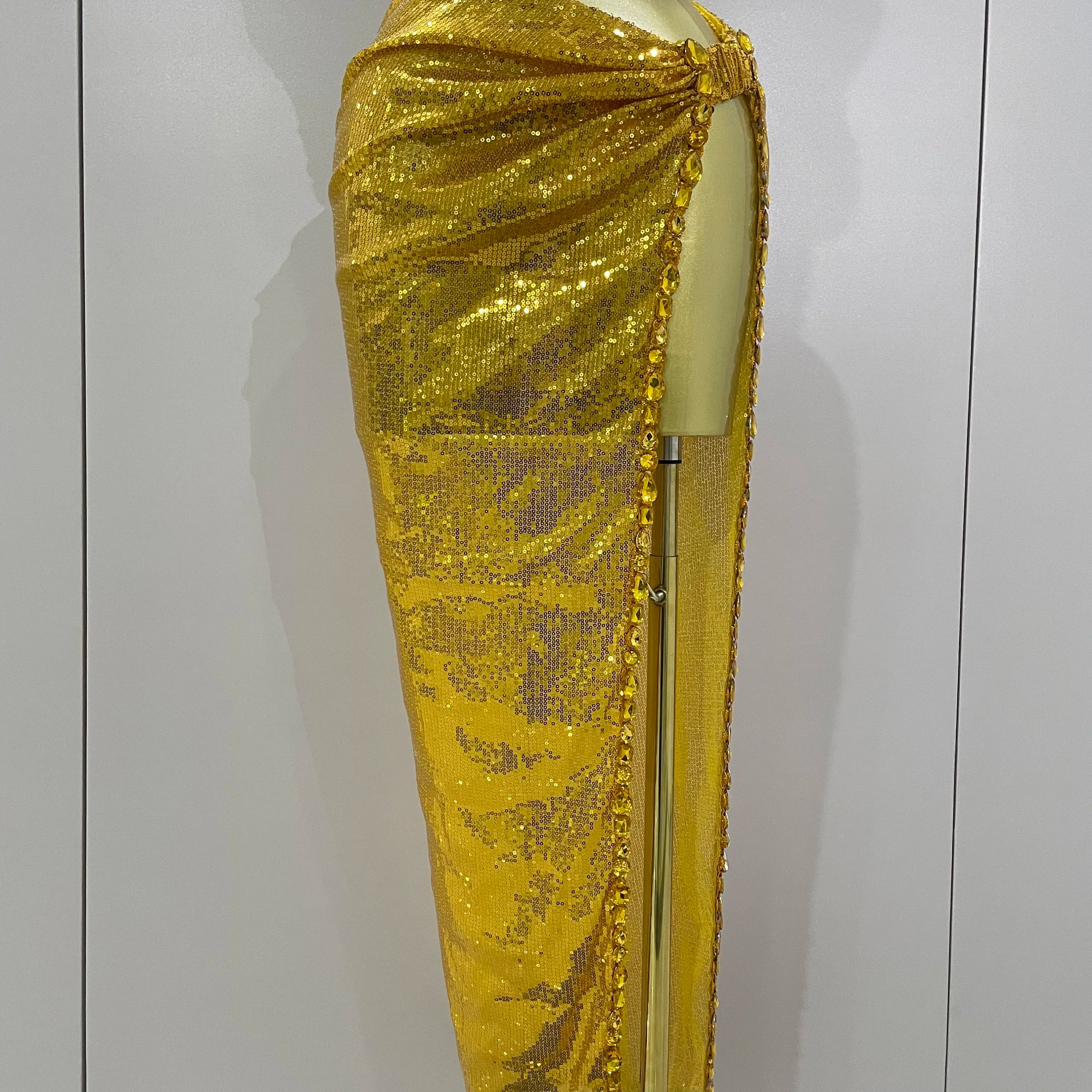 Sexy Luxury Shiny Diamond Sequins Cocktail Dress 2Pcs Set 2025New Women Evening Celebrate Birthday Party Nightclub Stage costume