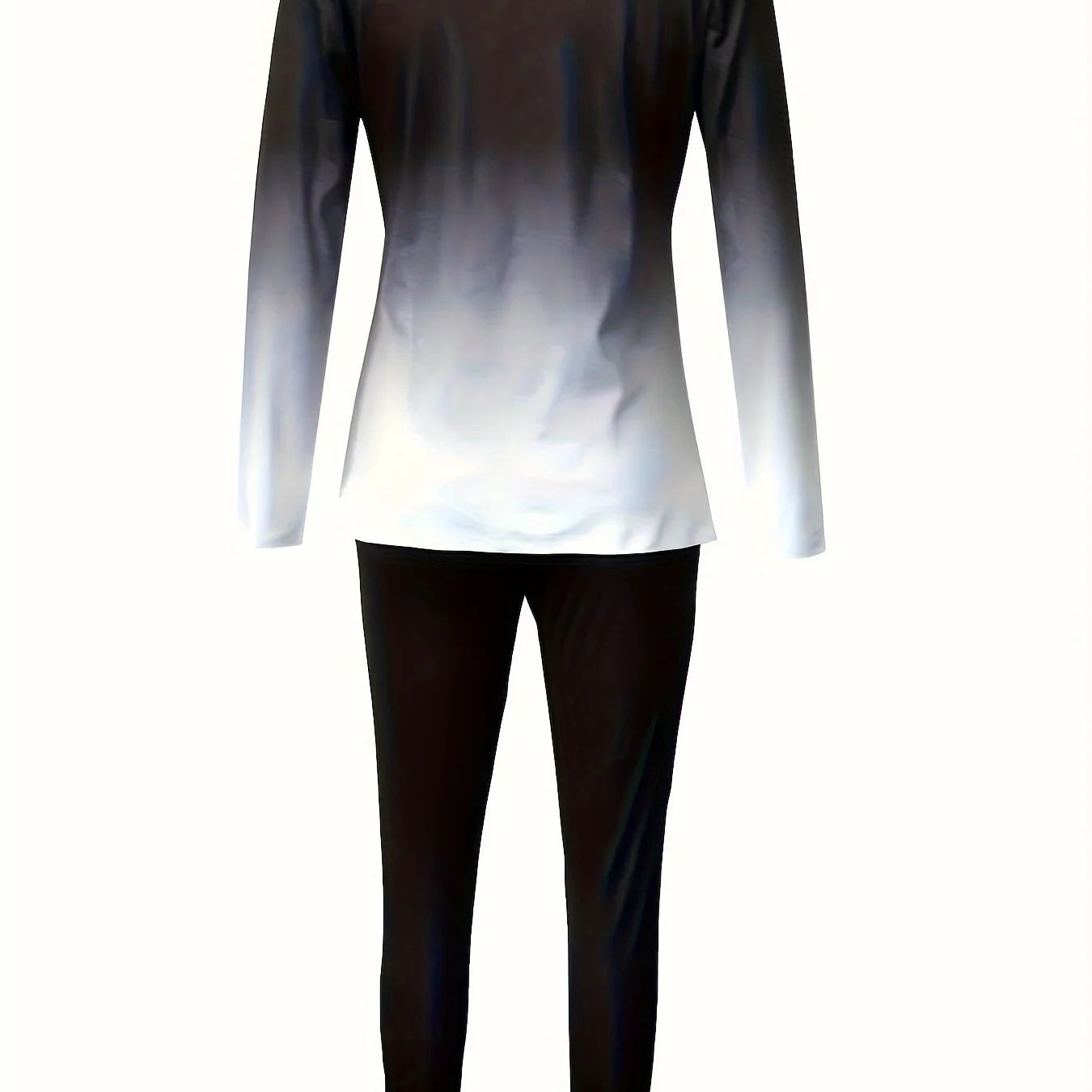 Plus size European and American cross-border spring and autumn new round neck gradient long sleeve trousers casual suit