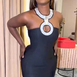 New Summer Women Sexy Halter Bandage Bodycon Mini Dress Nightclub Party Hot Backless Dress Cocktail Fashion Dress Vestido black