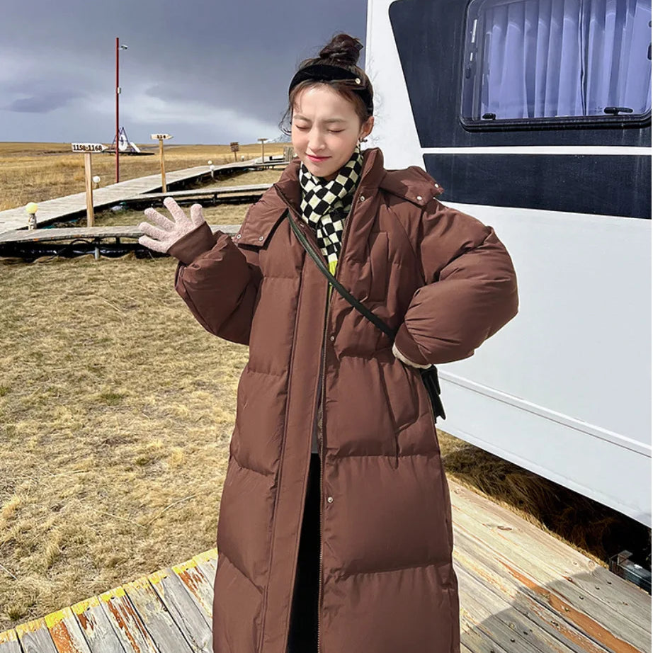 Winter and Autumn Women White Duck Down Hoodies Puffer Jackets Coats Warm Windproof Black White Coats coffee