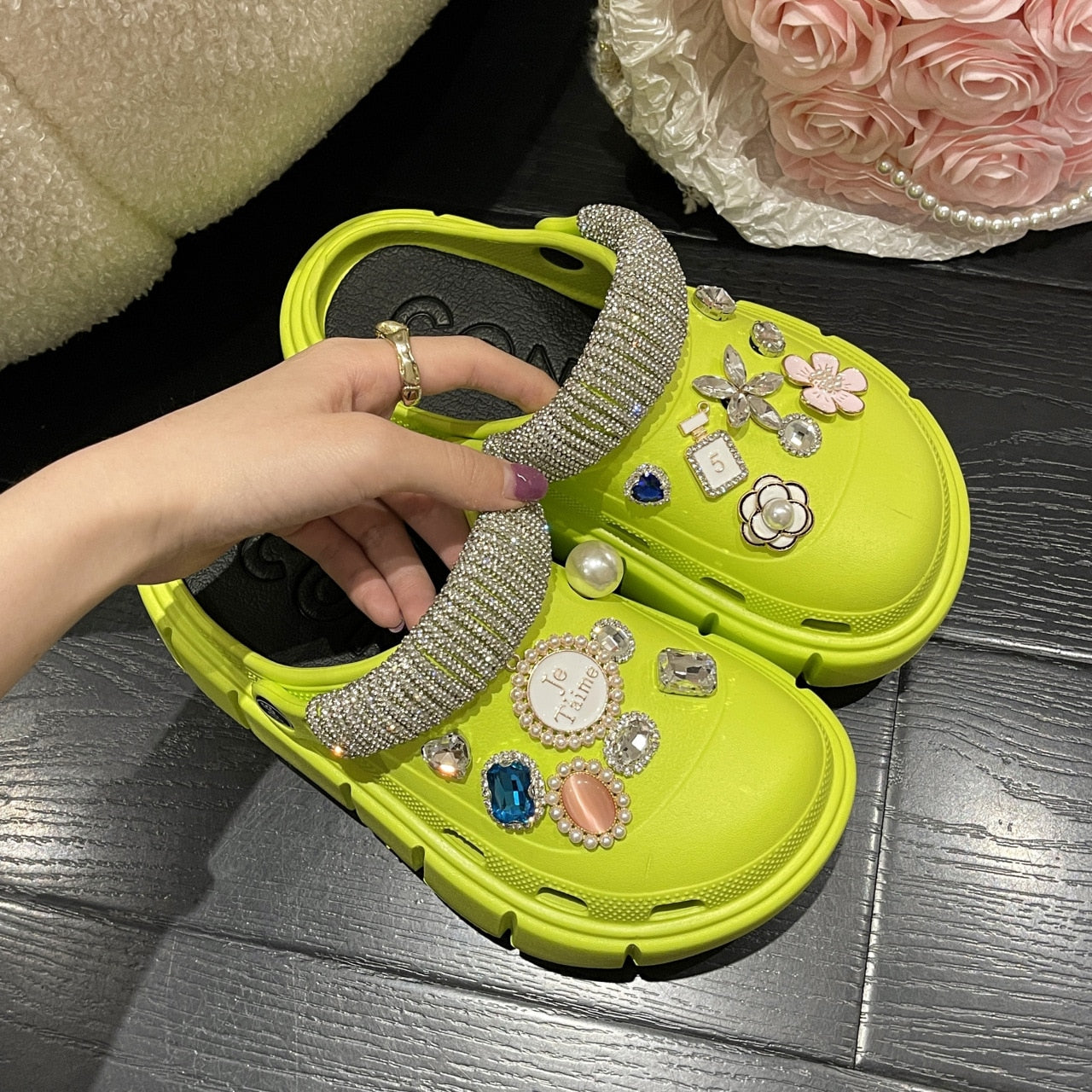 Summer Women Slippers Platform Clogs Outdoor Garden Shoes Female Pool Sandals Bathroom Flip Flops Mules Ladies Beach Slides green DIYzuanhua