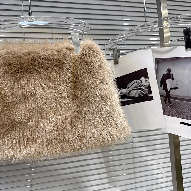 Winter New Fashionable Faux Fur Furry Short Skirt For Women High Waist A-line Wrapped Hip Mini Skirts Female 11A07678