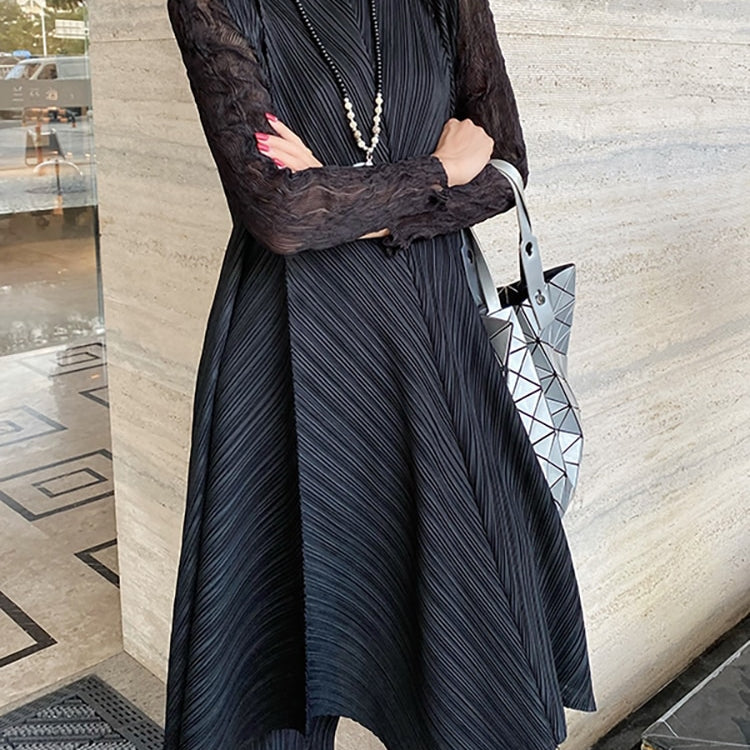 Sets Women Pleated Two Piece Set Fall Winter New Loose Casual Suit Lace Fashion Long Dress Top Pencil Pant Clothes Black One Size