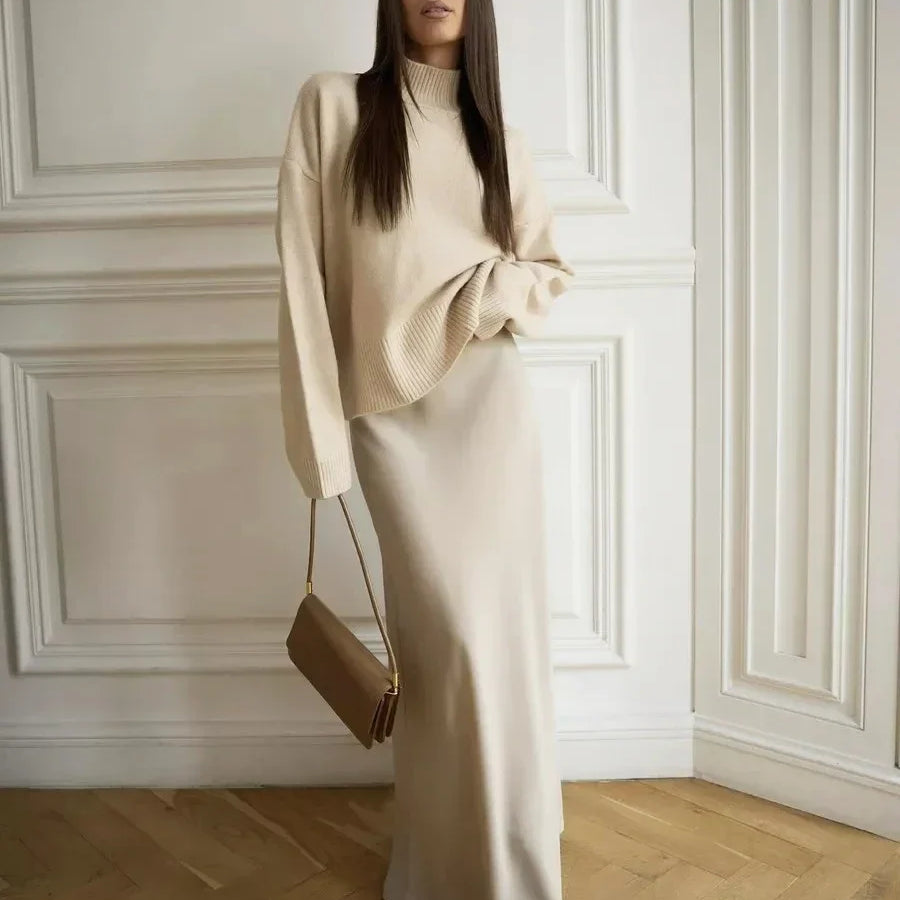 Wolfeel Casual Satin Women'S Skirt Spring Summer Fashion Loose High Waist Maxi Skirts Elegant Simple Slik Fishtail Skirt APRICOT