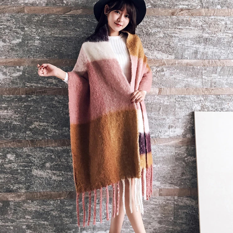 Winter Plaid Vintage Scarf Women Men Preppy Scarves Warm Pashmina Foulard Bufanda Male Mujer Thick Wrap Shawl