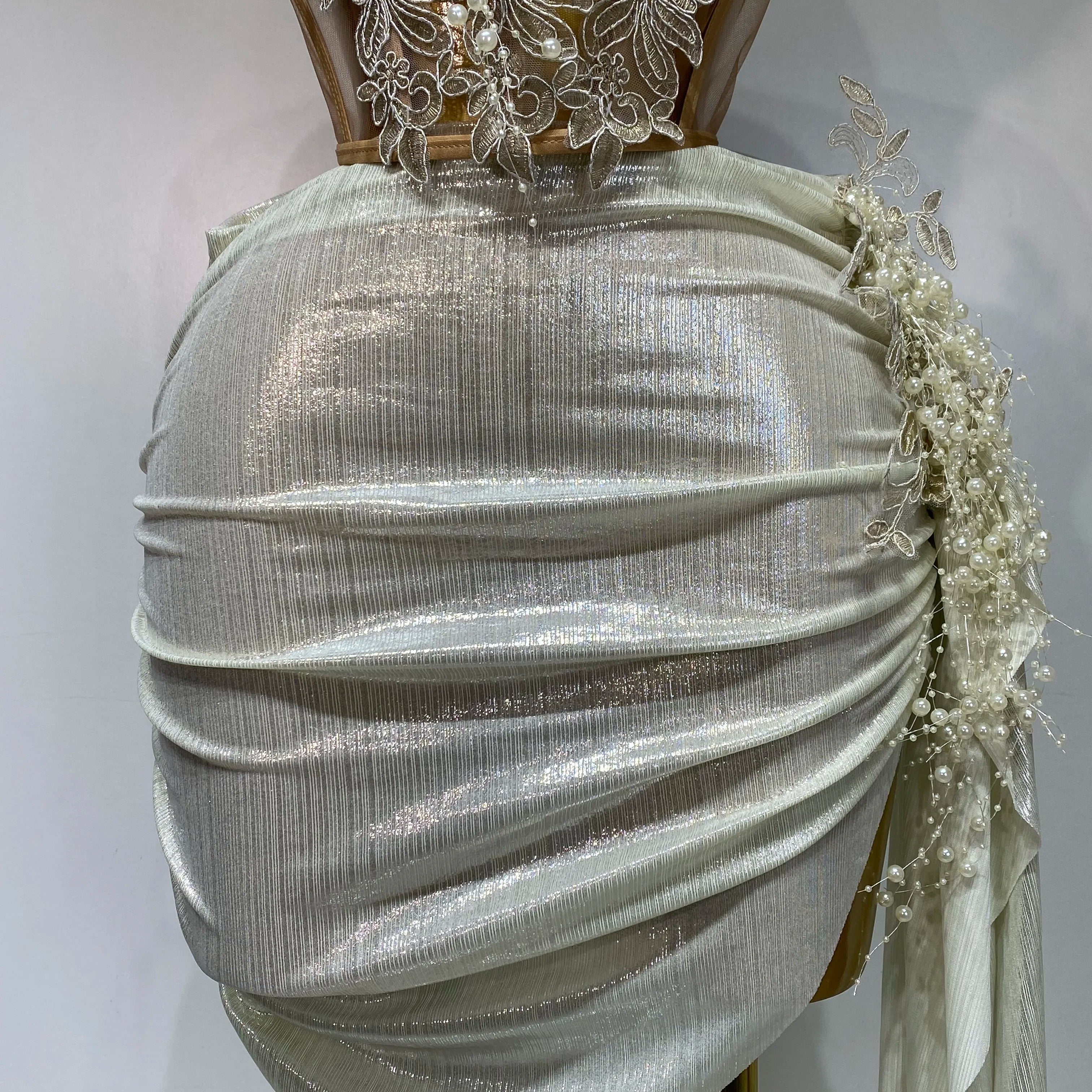 Elegant Sexy Pear Mesh See Through Two Piece Set Women Luxury Birthday Party Prom Gown Singer Nightclub Hotwife Stage Outfit