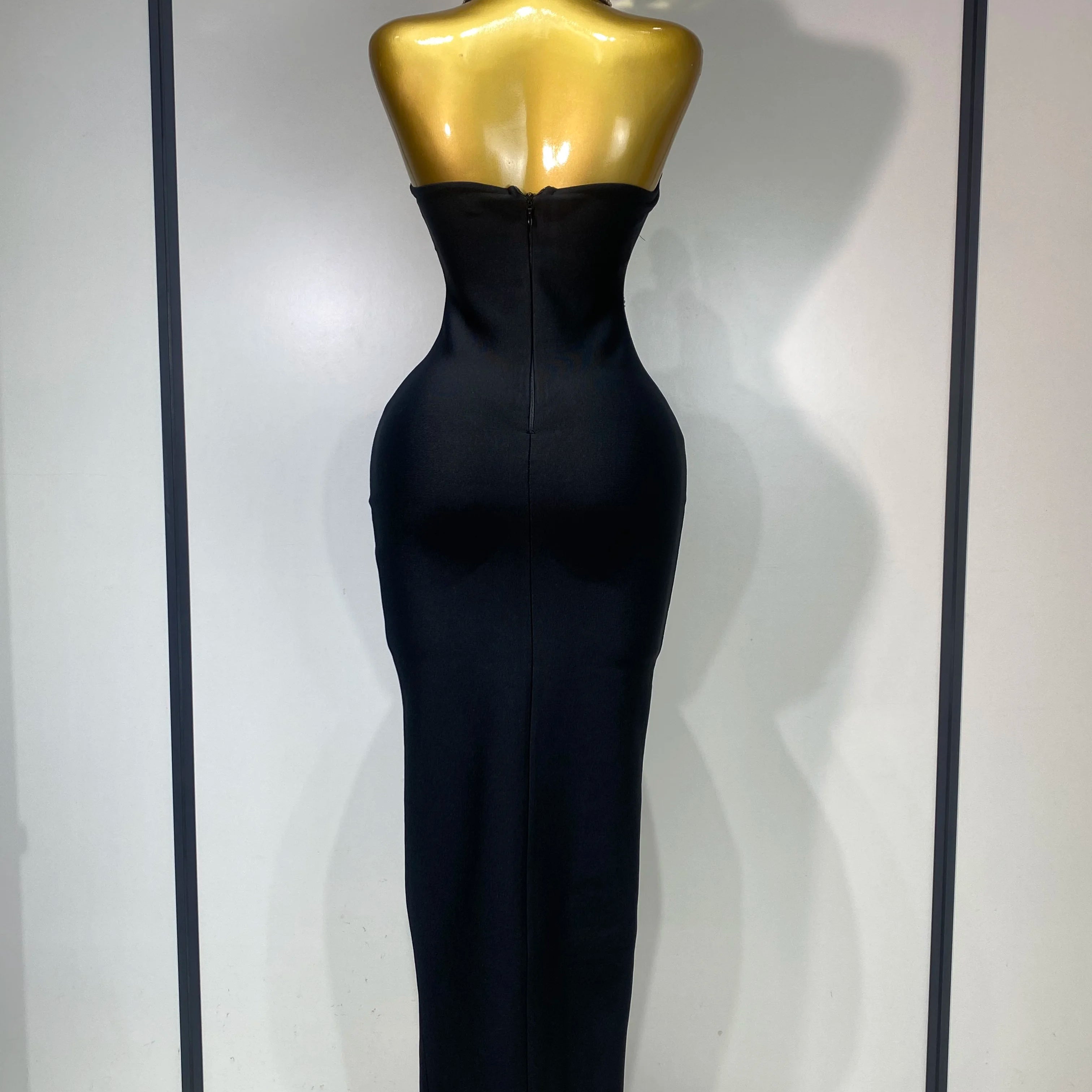 Women Elegant Bandage Bodycon Dress Halter Rhinestons Elastic Dress Luxury Birthday Celebrity Evening Club Party Wedding Dress