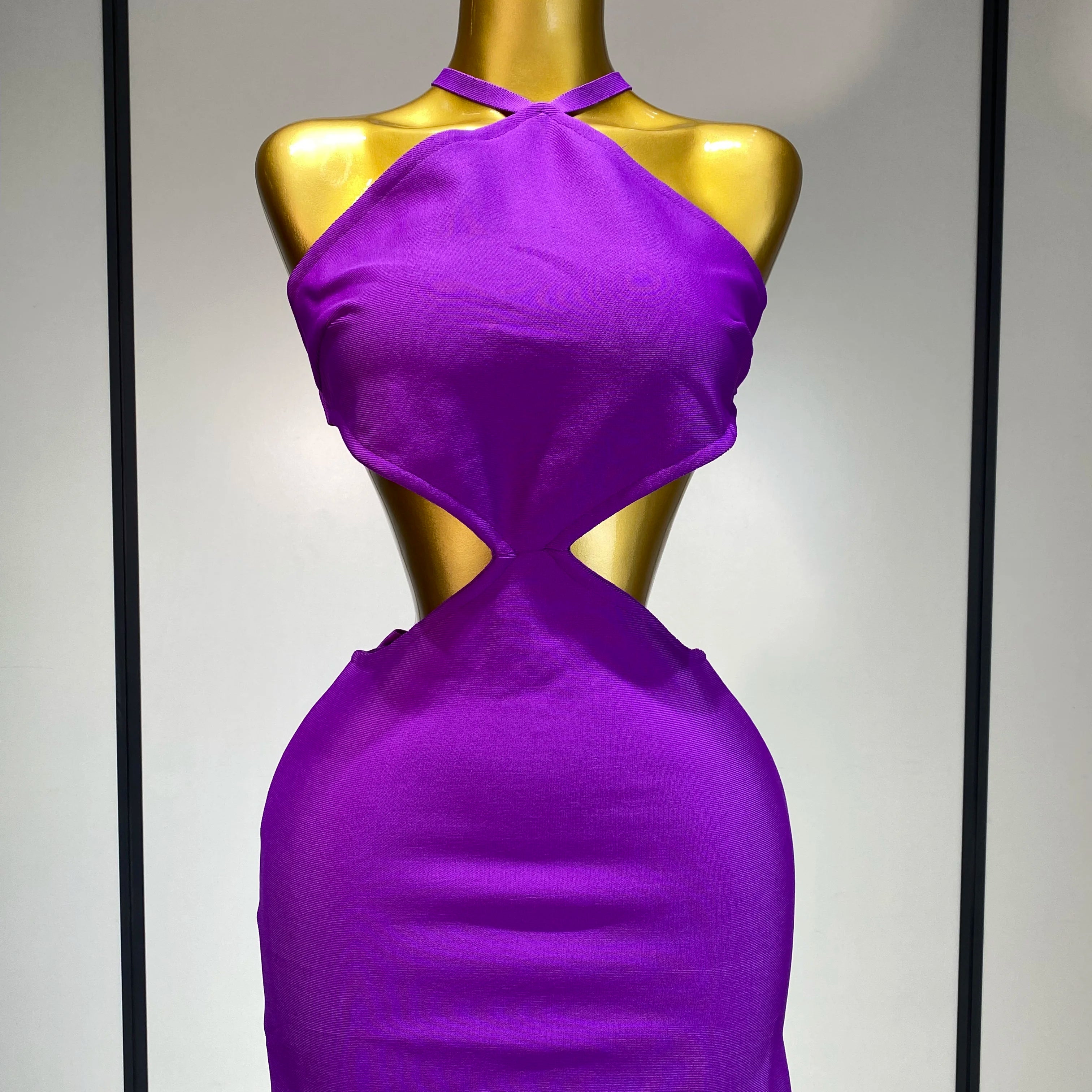 Women Sexy Backless Cut Out Bow Tie Mini Bodycon Bandage Dress 2025 Celebirty Elegant Evening Party Luxury Birthday Dresses PURPLE