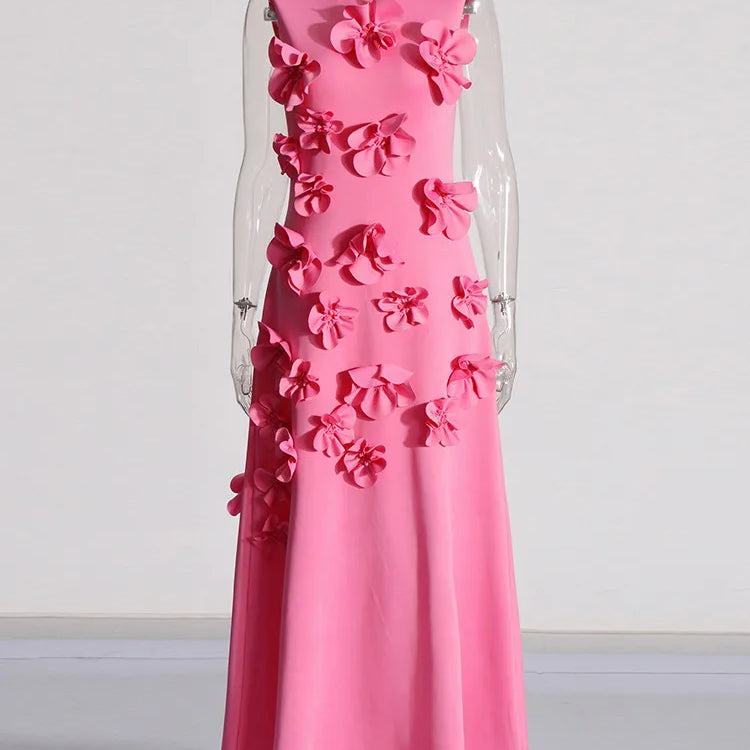 Patchwork Appliques Chic Dress For Women Stand Collar Sleeveless High Waist Spliced Lace Up Elegant Dresses Female