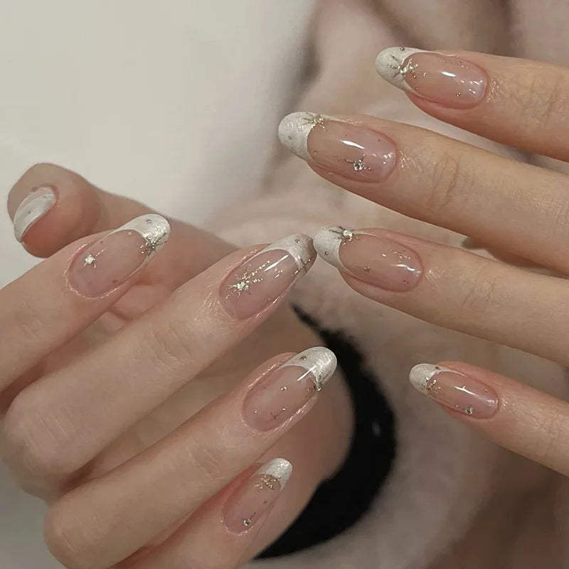 24Pcs Spring Wearing False Nails Short Almond Oval Nails with Red Love Rhinestone Designs Popular Nail Stickers for Spicy Girls 3