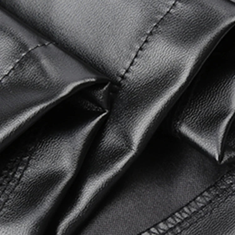 Lautaro Spring Autumn Black Soft Pu Leather Pleated Skirt Women High Waist Goth Vintage Punk Style Luxury Designer Clothes 2025