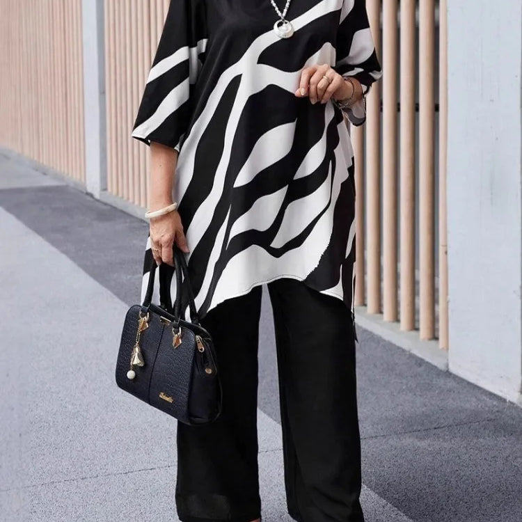 2 Piece Women Sets 2025 Plus Size Summer Matching Sets Print Two Pieces Sets Top And Pants Suits Outfits Clothing