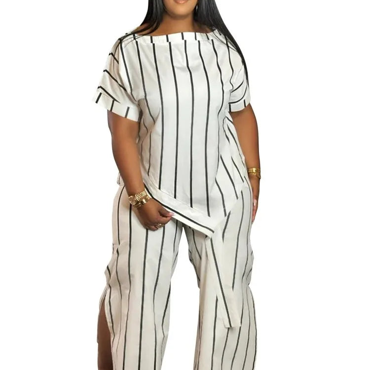 2 Piece Women Sets 2025 Plus Size Summer Autumn Matching Sets Print Two Pieces Sets Top Pants Suits Outfits Clothing