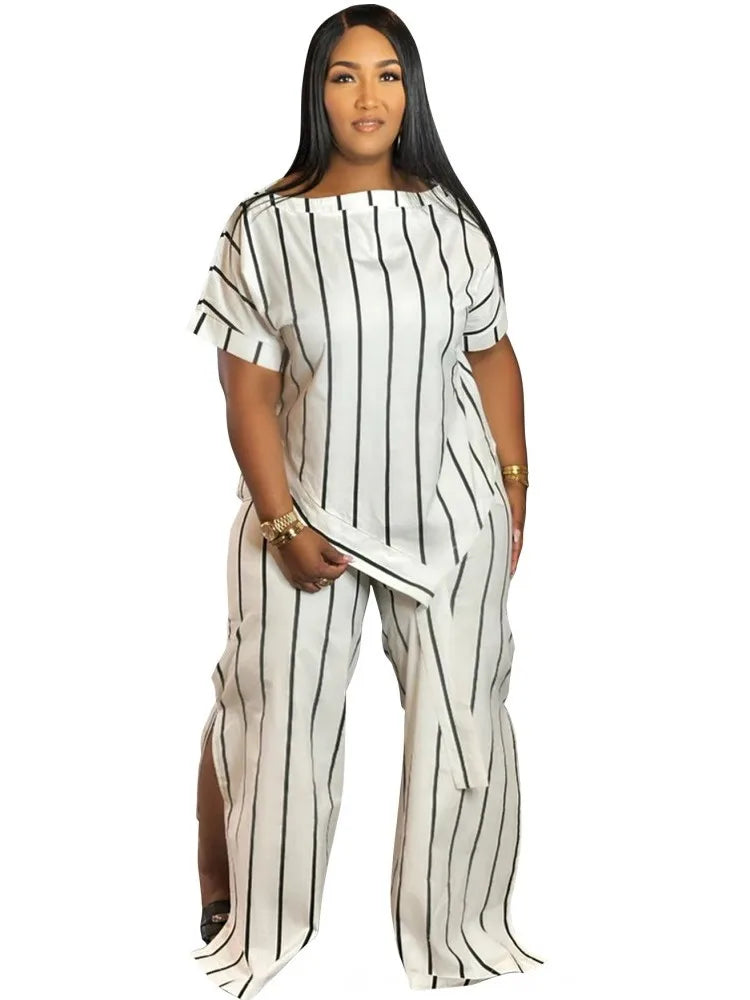 2 Piece Women Sets 2025 Plus Size Summer Autumn Matching Sets Print Two Pieces Sets Top Pants Suits Outfits Clothing