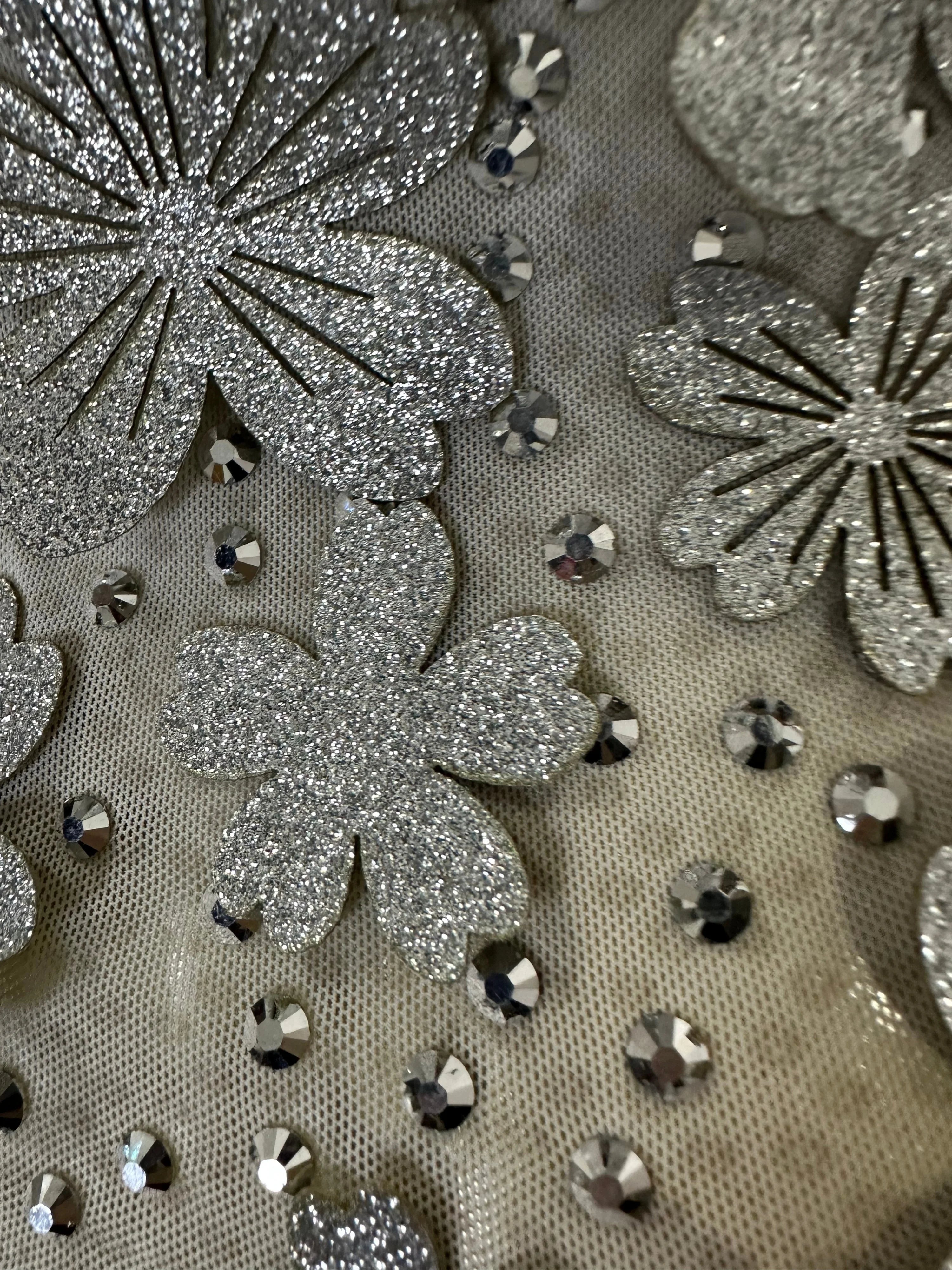 Sparkly Women Sexy Strapless Slim-fit 3D Flower Evening Gala Party Nightclub Cocktail Party Stage Performance Costume