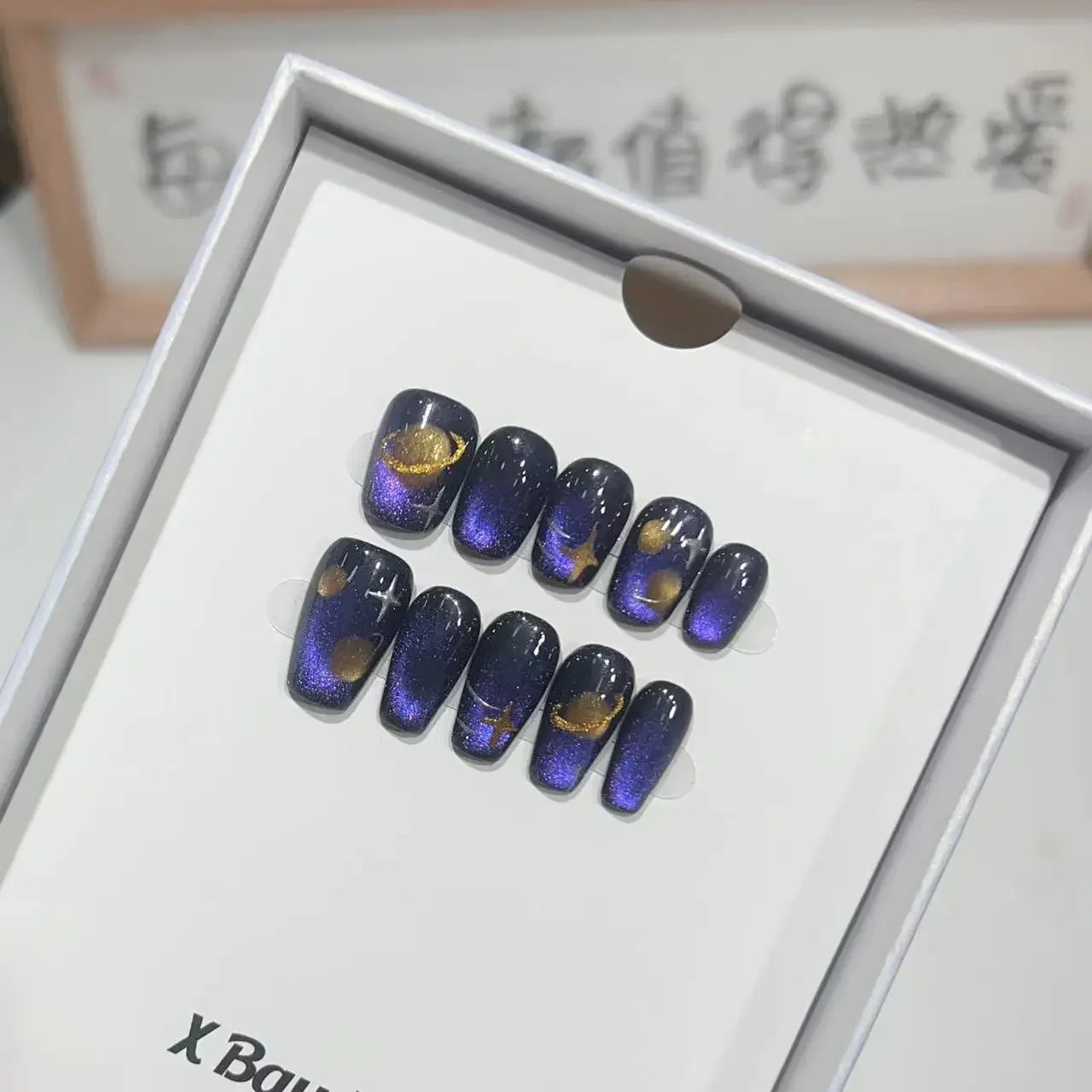 10Pcs Cute Sweet Teddy Bear Handmade Fake Nail Press Ons Sparkling Gel Nails with Glue Cartoon Nail Design Ombre False Nail Tips