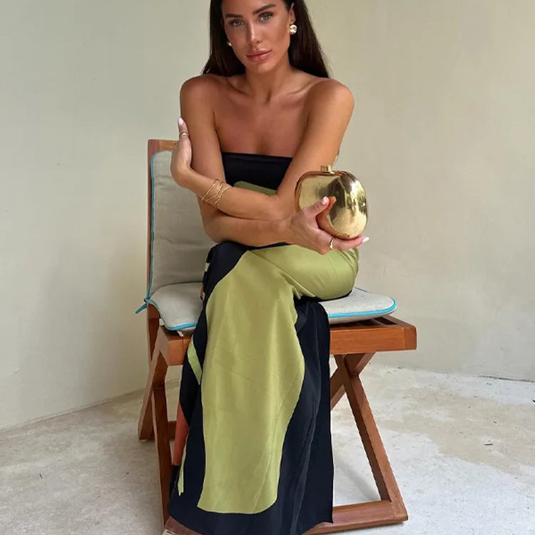 Sexy Strapless Backless Printed Long Dress Women Fashion Sleeveless Off Shoulder Vestidos Summer Lady Party Evening Robes