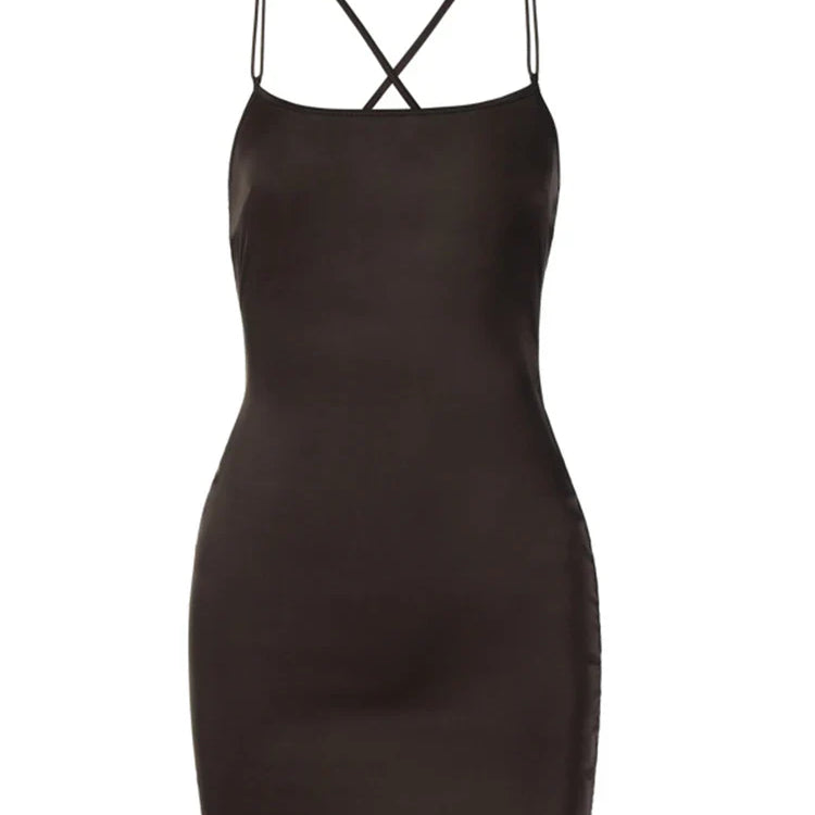 Satin Spaghetti Strap Elegant Draped Mini Dress Y2k Sexy Women Backless Bandage Sleeveless Club Dresses Bodycon Clothes Vestido