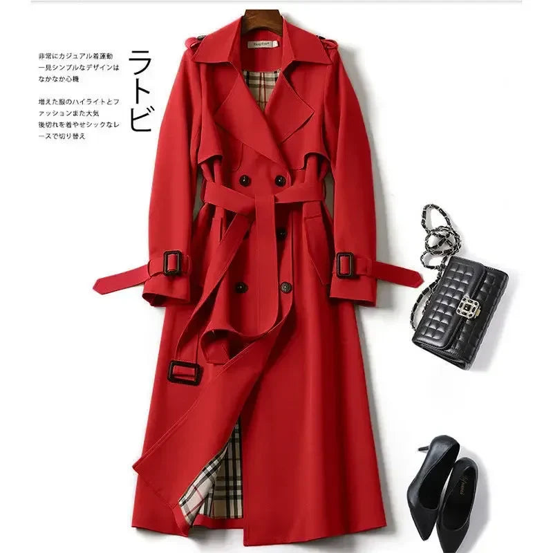 Autumn Elegant Long Women Trench Lace Up Waist Casual Solid V Neck Overcoat Plus Size Long Sleeve Windbreaker Female Trench 1