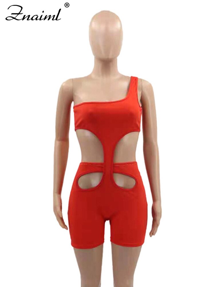 Znaiml 2024 One Shoulder Piece Rompers Playsuit Outfits Overalls for Women Clothing Summer Short Jumpsuit Monos Sexy Mujer
