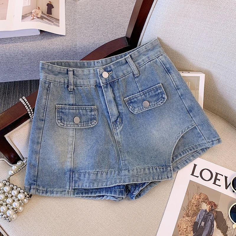 Plus Size L-4XL Denim Shorts For Women High Waist Fashion Summer Jean Pants High Street Y2K Clothing Free Shipping Skirt Short