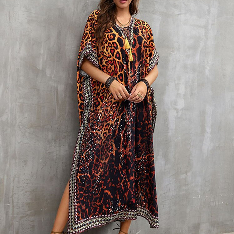 Plus Size Beach Cover Up Robe Plage Pareo Long Dress Summer Beachwear Swimsuit Cover Up Tunic For Beach Kaftan Dress Color 05 One Size