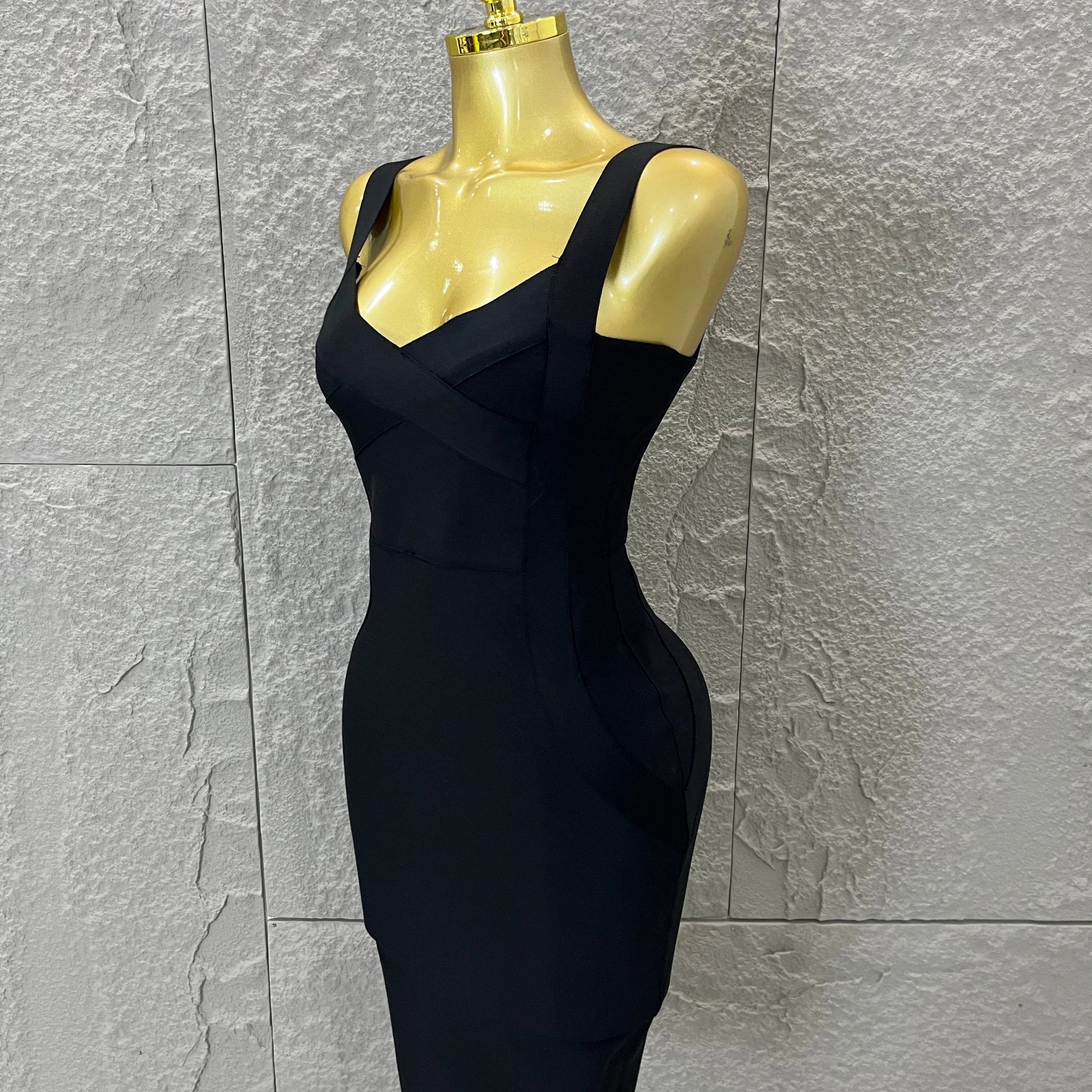 Elegant Sweetheart Neck Bandage Dress Crisscross Bust Slim Fit Midi Evening Banquet Formal Dinner Wedding Guest Cocktail Outfit