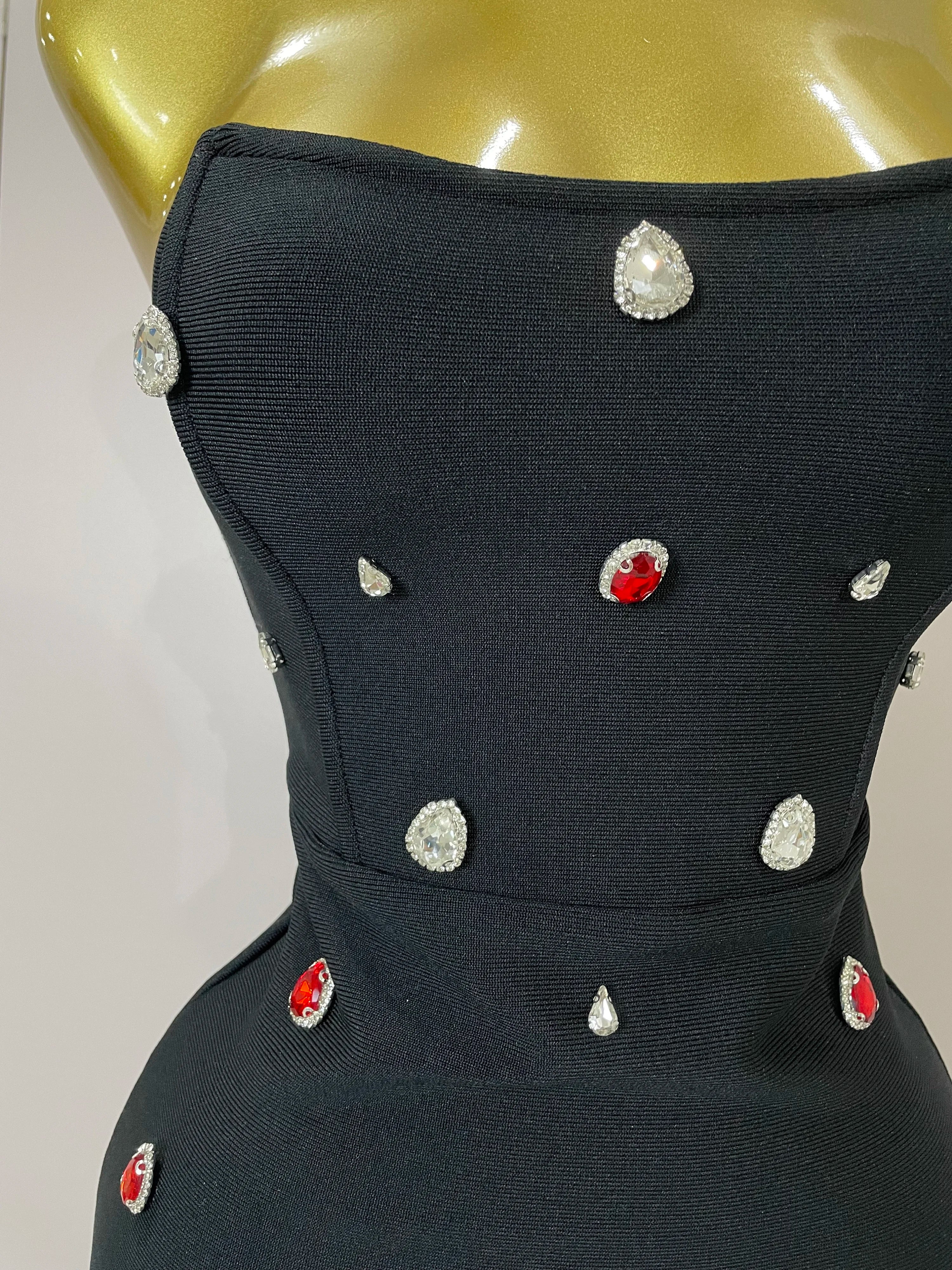 Sexy Strapless Colorful Crystal Bodycon Mini Bandage Dress 2025 Women New Elegant Party Celebrate Luxury Birthday Dress