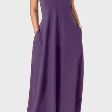 European and American Women's Cross border Summer New Product Solid Color Sexy Deep V Sling Dress PURPLE