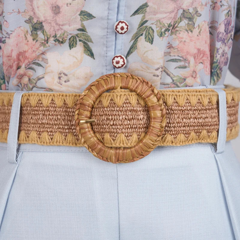 Real Shot Spot Australian Design Positioning Printing Single-Breasted Cotton and Linen High-End Puff Sleeve Shirt Shorts with Be