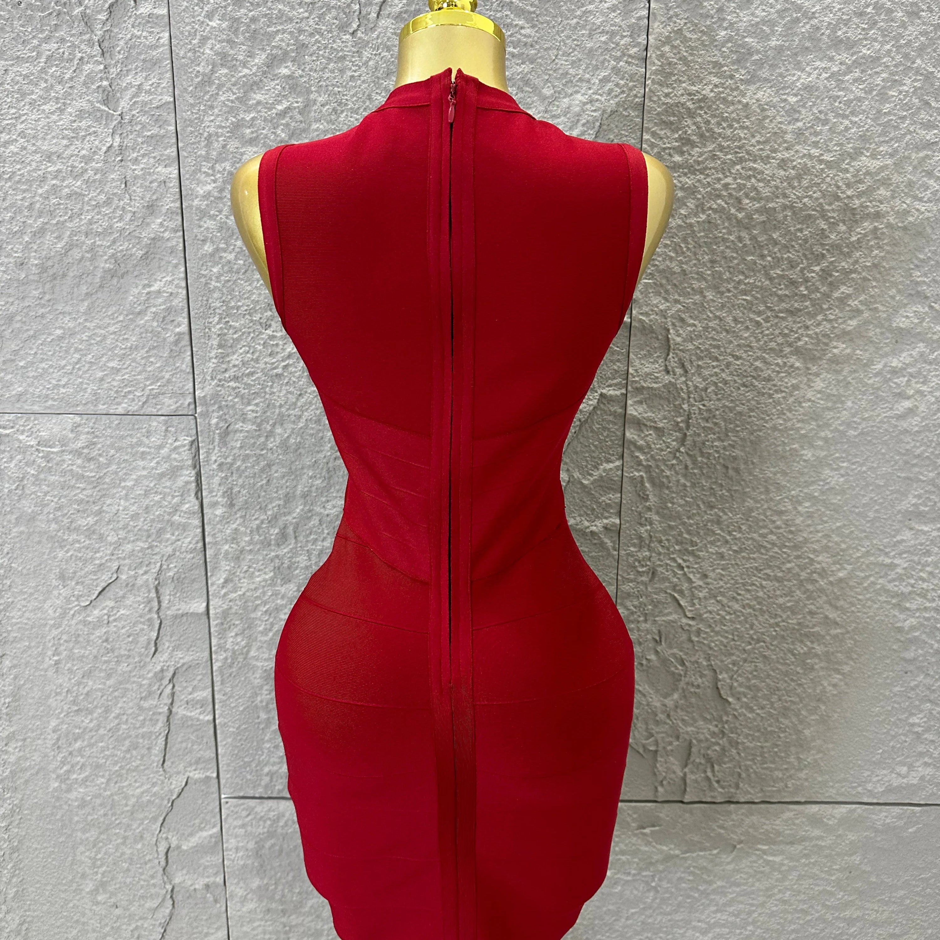 Sexy Sleeveless Keyhole Cutout Bandage Form-Fitting Outfit Evening Gala Party Fashion Celebrate Birthday Party Dress Vestido
