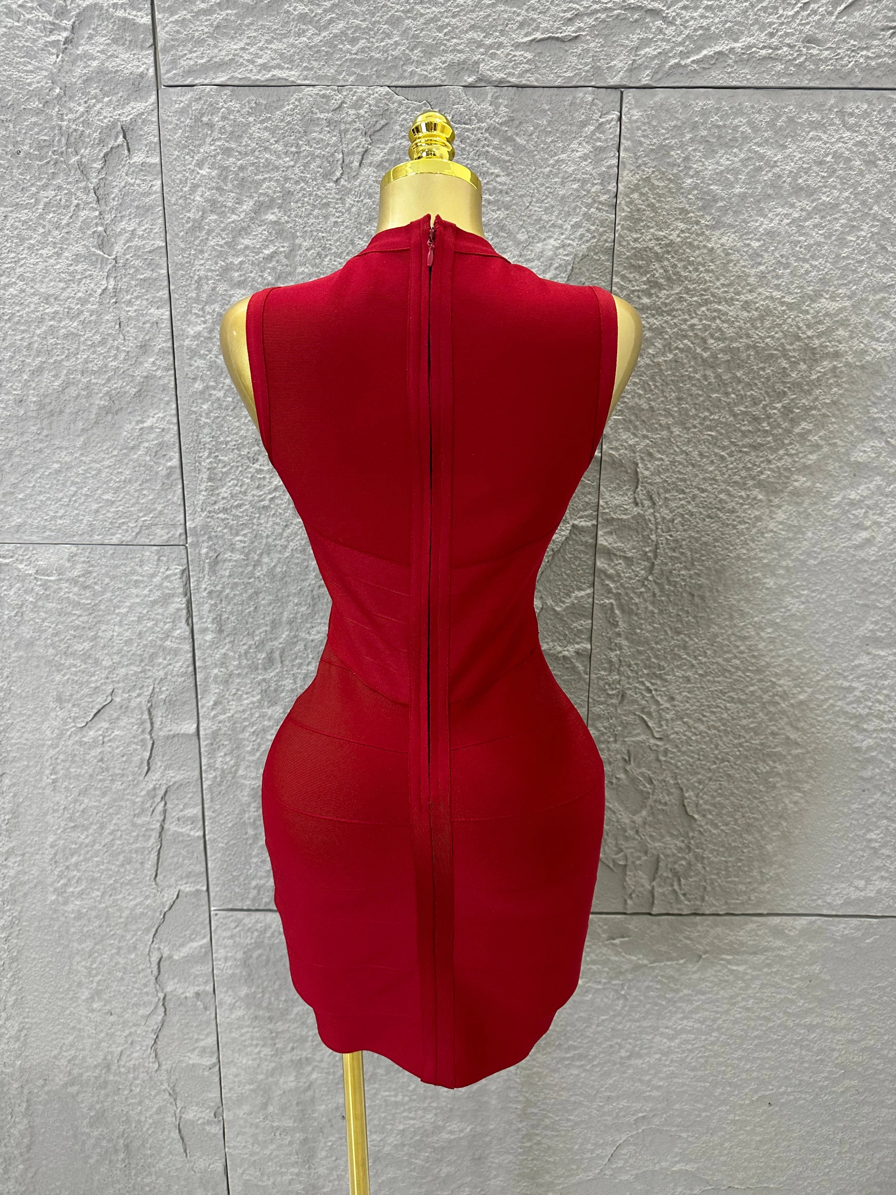 Sexy Sleeveless Keyhole Cutout Bandage Form-Fitting Outfit Evening Gala Party Fashion Celebrate Birthday Party Dress Vestido